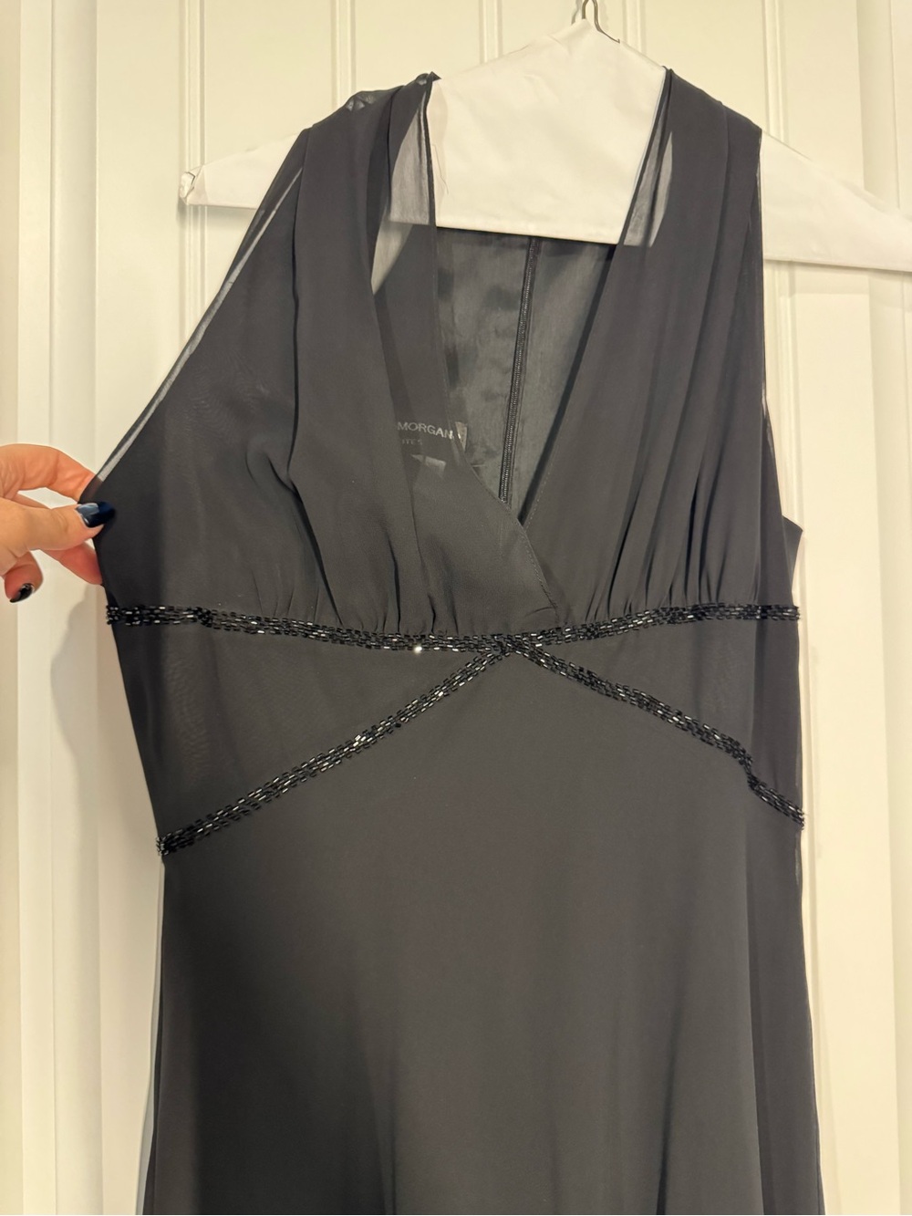 Donna Morgan Y2K Black Sleeveless Beaded Evening Dress
